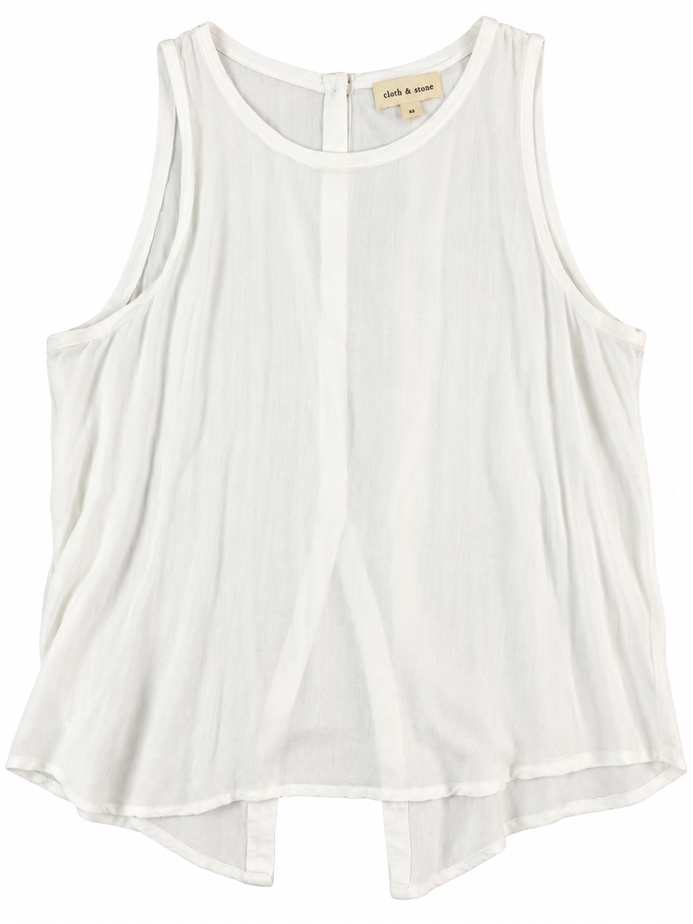 Cloth & Stone White Soft Rayon Split Back Tank Top Medium